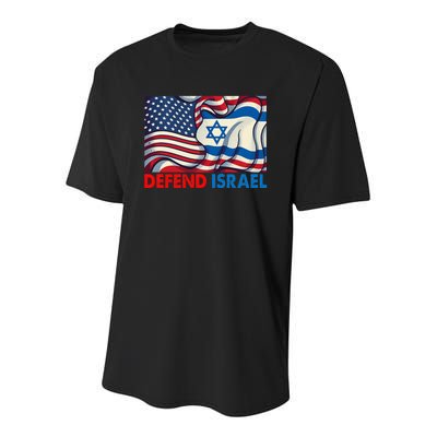 Defend Israel Vintage American Israeli Flag Youth Performance Sprint T-Shirt