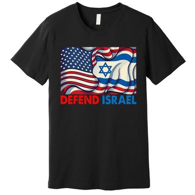 Defend Israel Vintage American Israeli Flag Premium T-Shirt