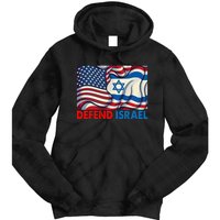 Defend Israel Vintage American Israeli Flag Tie Dye Hoodie