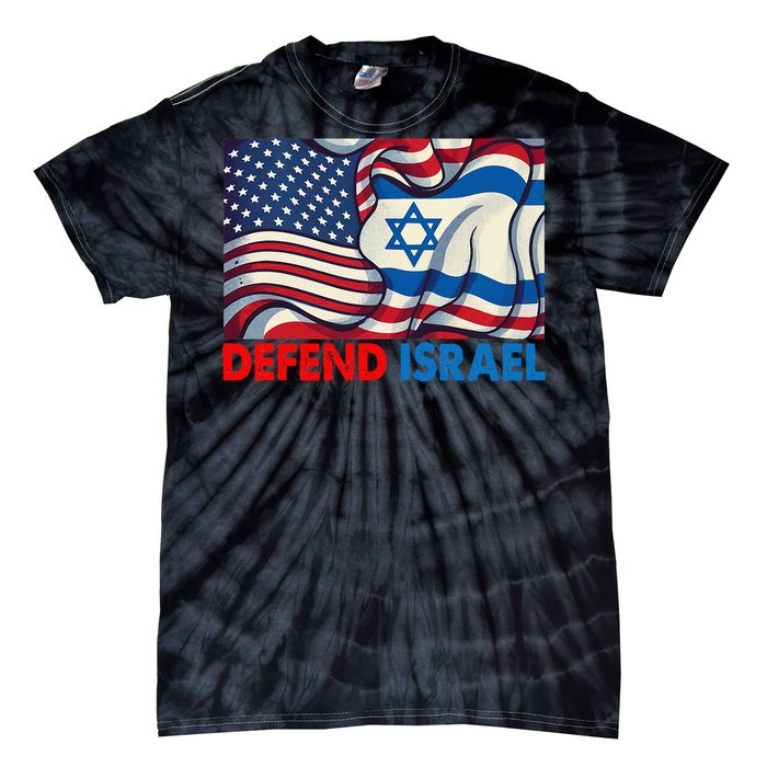 Defend Israel Vintage American Israeli Flag Tie-Dye T-Shirt