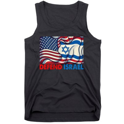 Defend Israel Vintage American Israeli Flag Tank Top