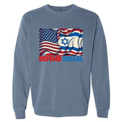 Defend Israel Vintage American Israeli Flag Garment-Dyed Sweatshirt