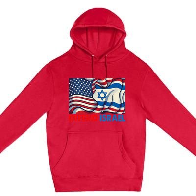 Defend Israel Vintage American Israeli Flag Premium Pullover Hoodie