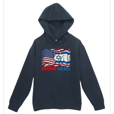 Defend Israel Vintage American Israeli Flag Urban Pullover Hoodie