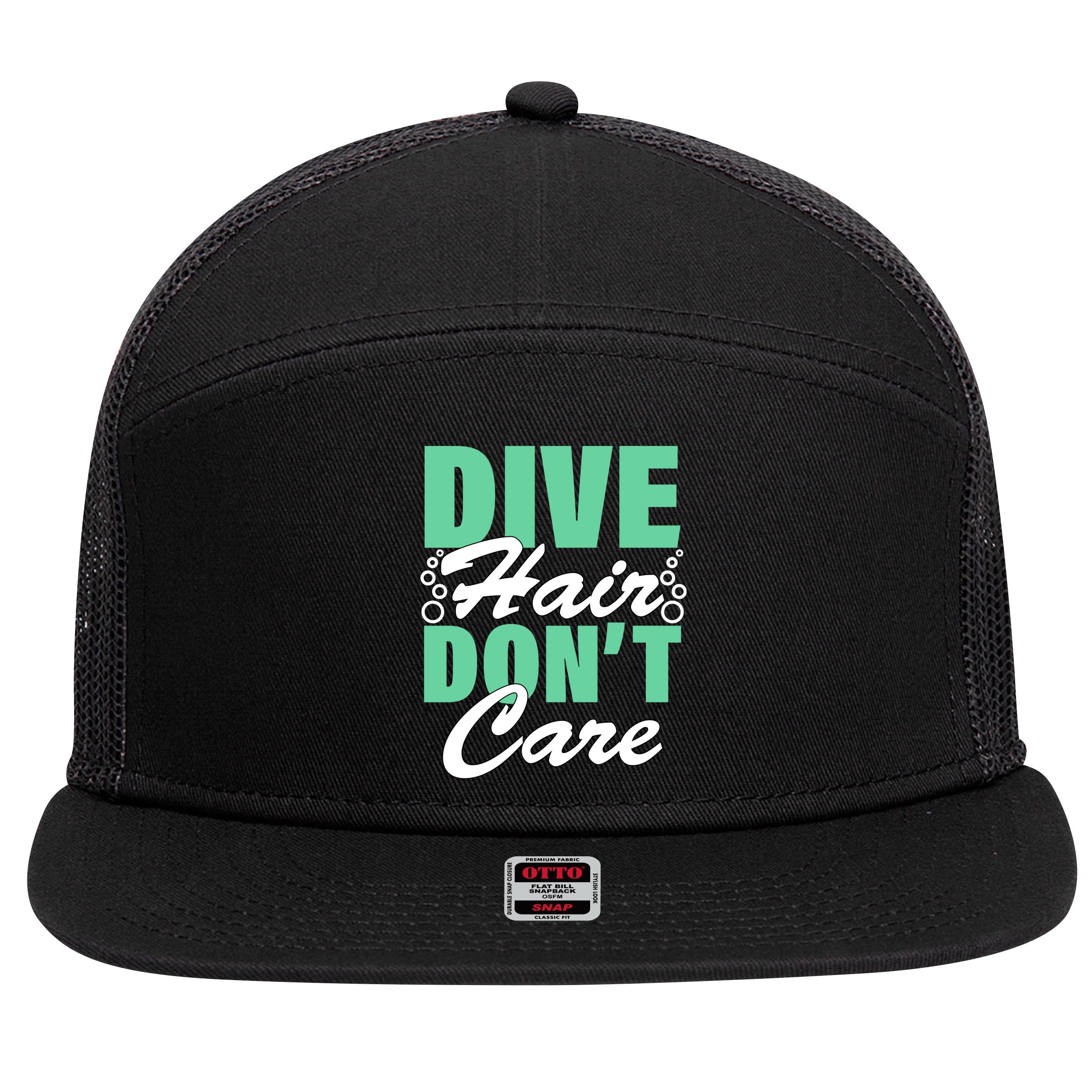Dive Hair Don't Care 7 Panel Mesh Trucker Snapback Hat