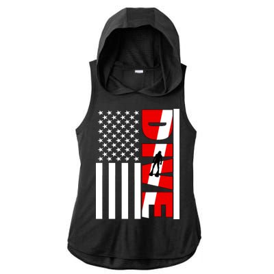 Diver American Flag Ladies PosiCharge Tri-Blend Wicking Draft Hoodie Tank