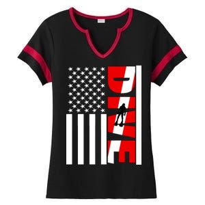 Diver American Flag Ladies Halftime Notch Neck Tee