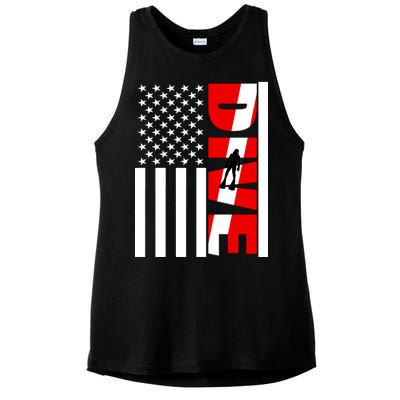 Diver American Flag Ladies PosiCharge Tri-Blend Wicking Tank