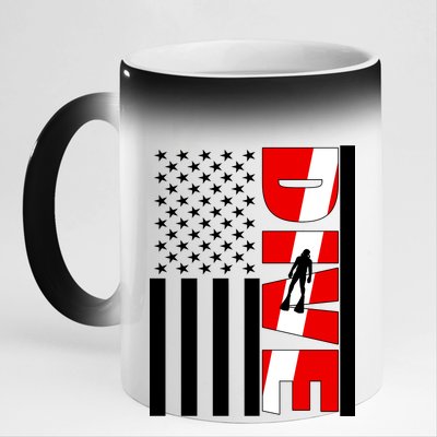 Diver American Flag 11oz Black Color Changing Mug