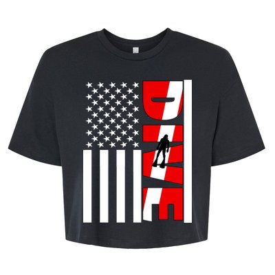 Diver American Flag Bella+Canvas Jersey Crop Tee