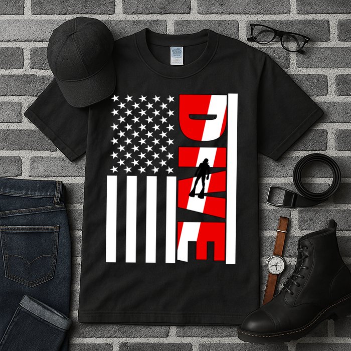 Diver American Flag Tall T-Shirt