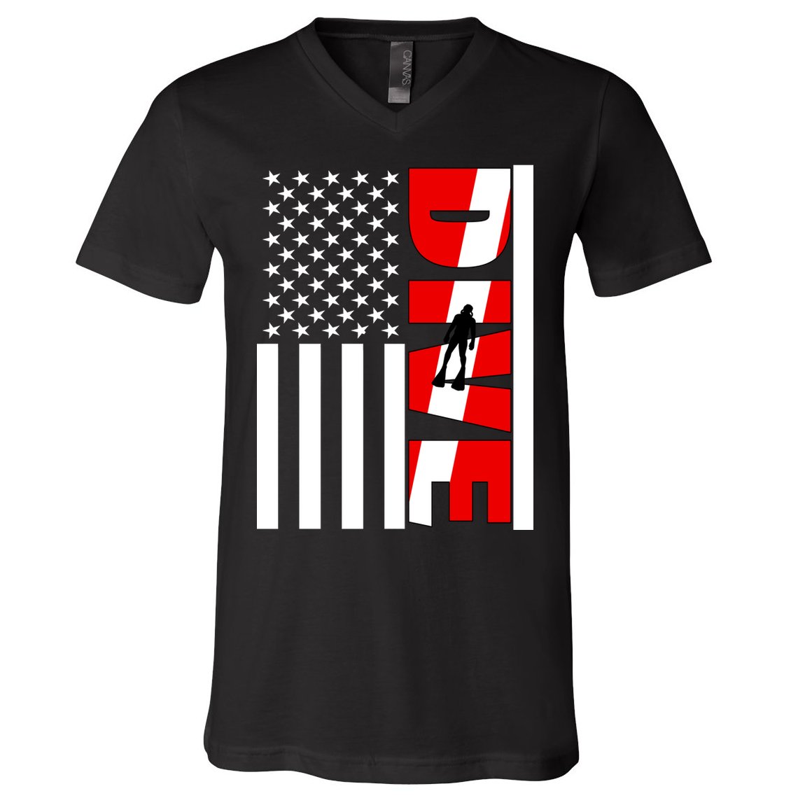 Diver American Flag V-Neck T-Shirt