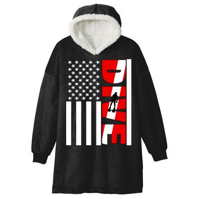 Diver American Flag Hooded Wearable Blanket