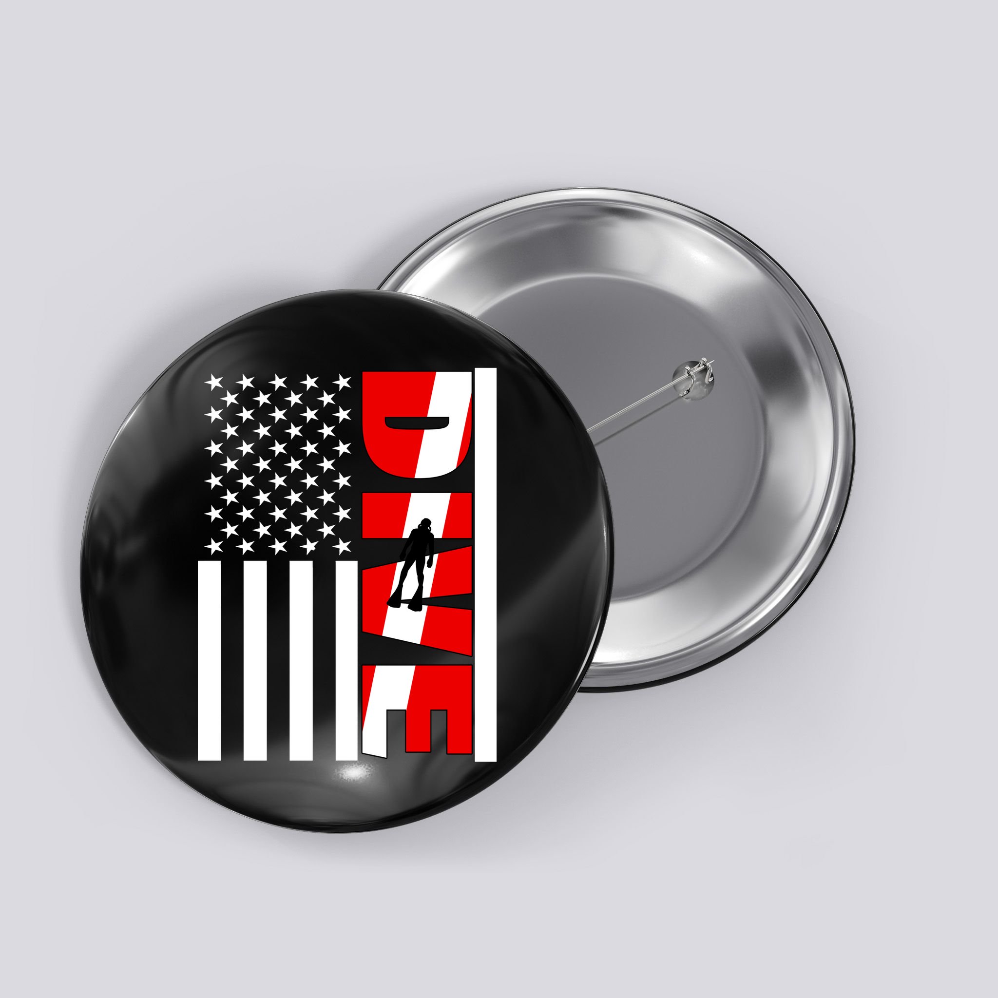 Diver American Flag Button