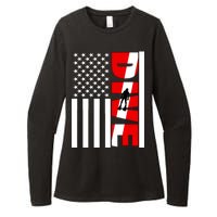 Diver American Flag Womens CVC Long Sleeve Shirt