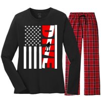 Diver American Flag Women's Long Sleeve Flannel Pajama Set 