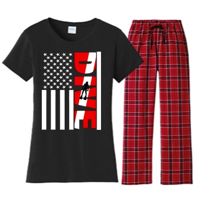 Diver American Flag Women's Flannel Pajama Set