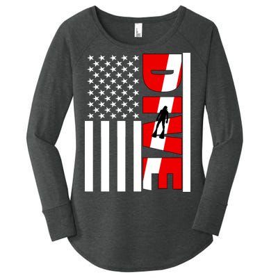 Diver American Flag Women's Perfect Tri Tunic Long Sleeve Shirt