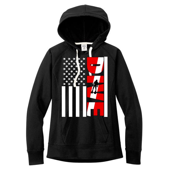 Diver American Flag Women's Fleece Hoodie