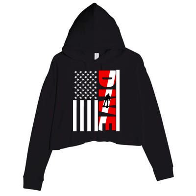 Diver American Flag Crop Fleece Hoodie