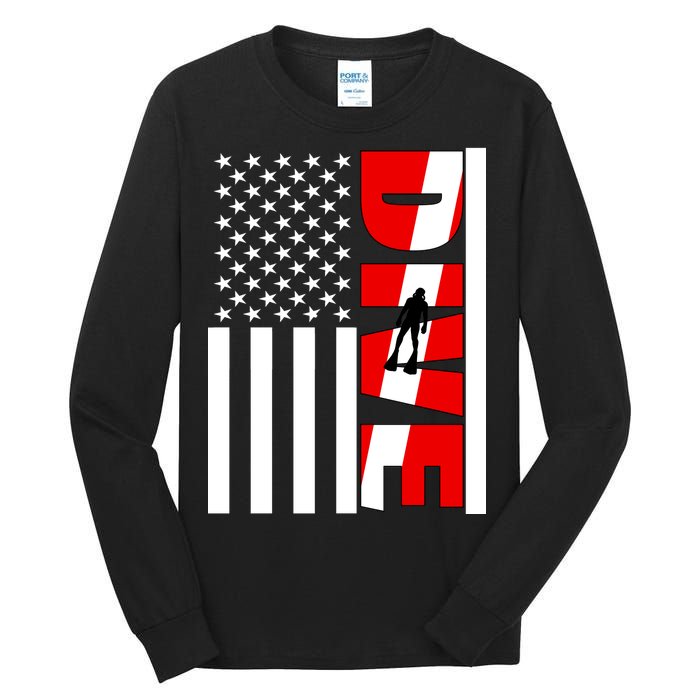 Diver American Flag Tall Long Sleeve T-Shirt