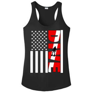 Diver American Flag Ladies PosiCharge Competitor Racerback Tank