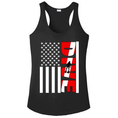 Diver American Flag Ladies PosiCharge Competitor Racerback Tank