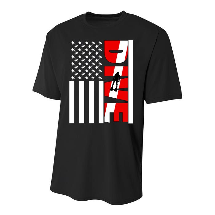 Diver American Flag Youth Performance Sprint T-Shirt