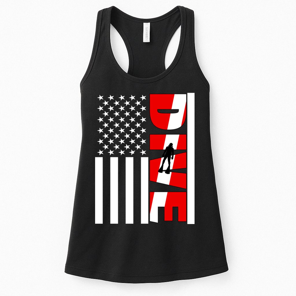 Diver American Flag Womens Tank Top