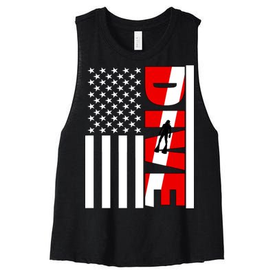 Diver American Flag Women's Racerback Cropped Tank