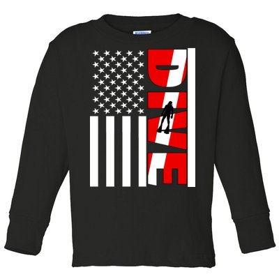 Diver American Flag Toddler Long Sleeve Shirt