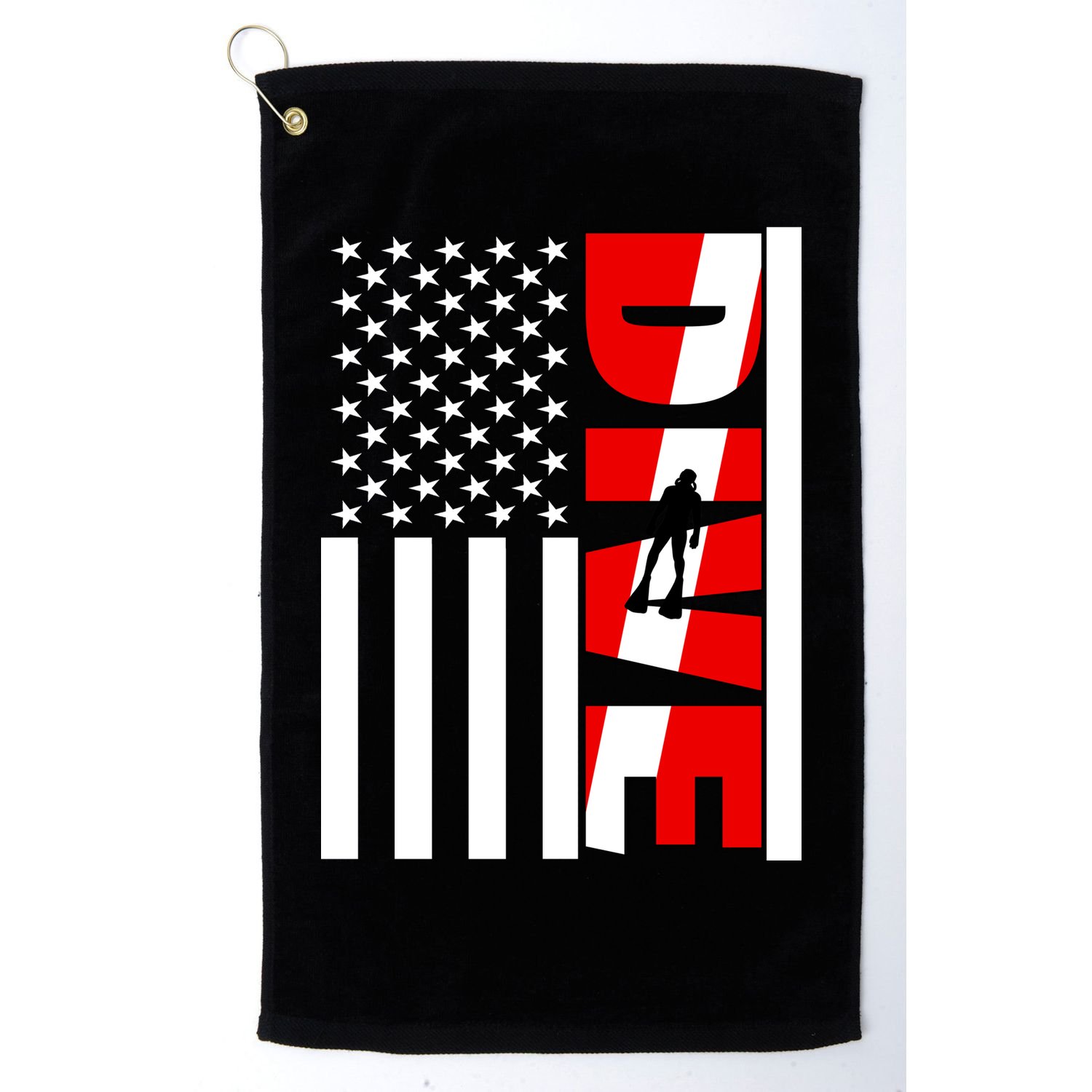 Diver American Flag Golf Towel