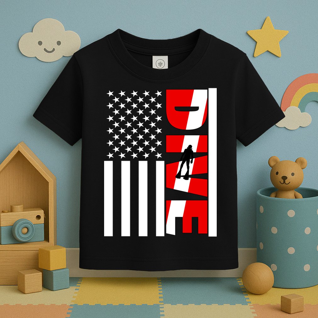 Diver American Flag Toddler T-Shirt