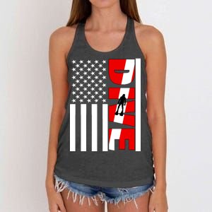 Diver American Flag Women's Knotted Racerback Tank