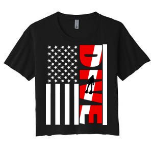 Diver American Flag Women's Crop Top Tee