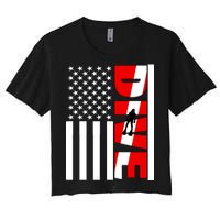 Diver American Flag Women's Crop Top Tee