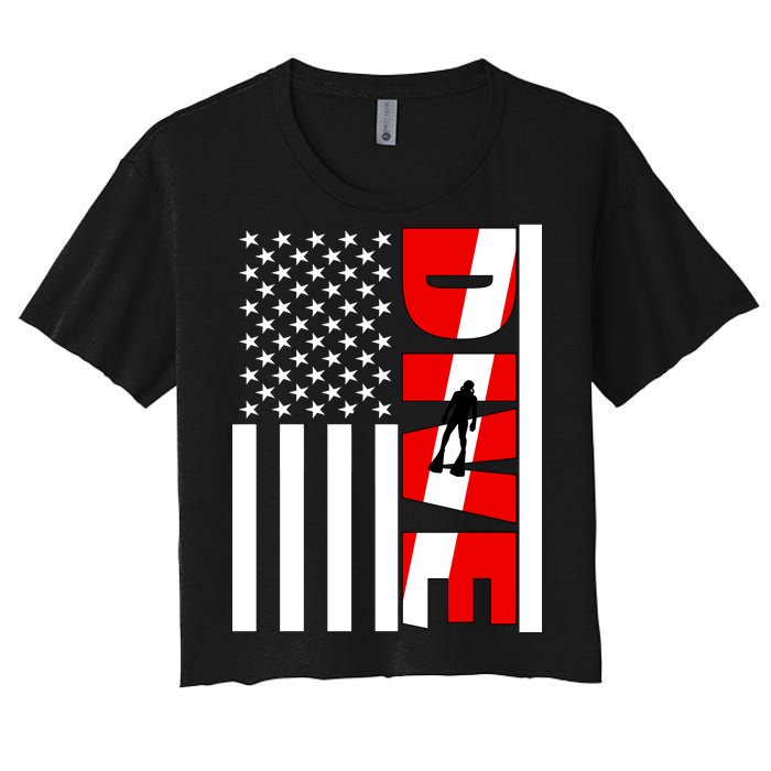 Diver American Flag Women's Crop Top Tee