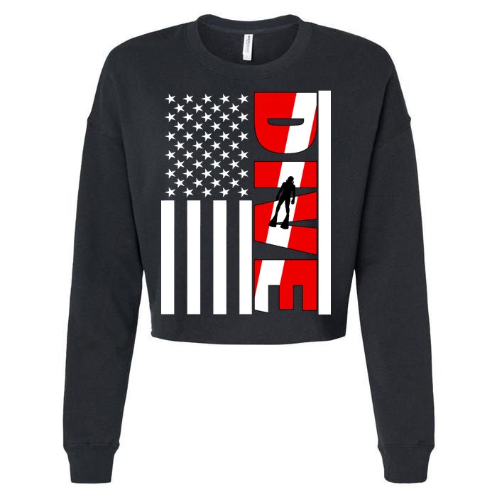 Diver American Flag Cropped Pullover Crew