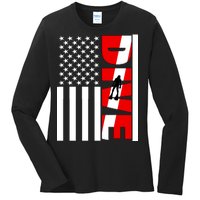 Diver American Flag Ladies Long Sleeve Shirt