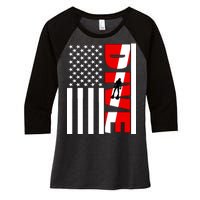 Diver American Flag Women's Tri-Blend 3/4-Sleeve Raglan Shirt