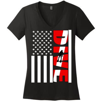 Diver American Flag Women's V-Neck T-Shirt