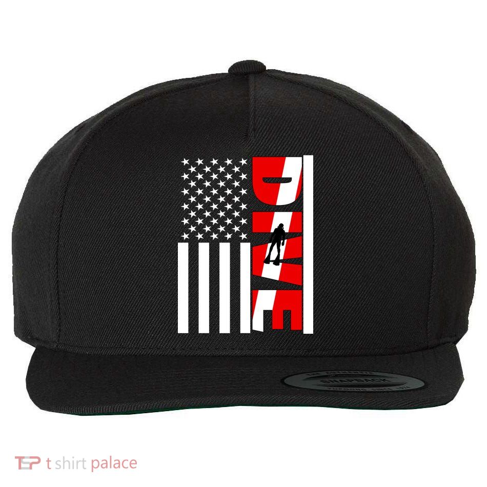 Diver American Flag Wool Snapback Cap