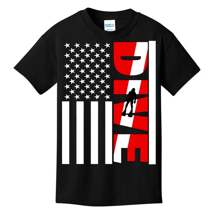 Diver American Flag Kids T-Shirt