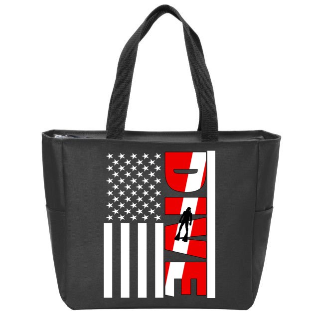 Diver American Flag Zip Tote Bag