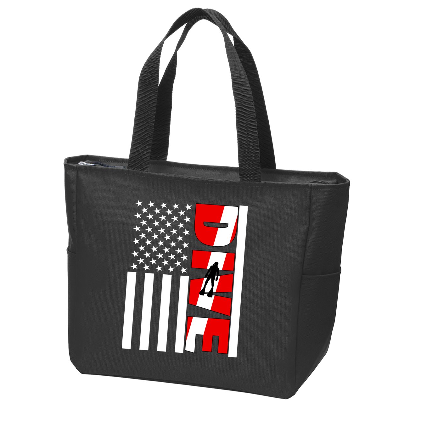 Diver American Flag Zip Tote Bag