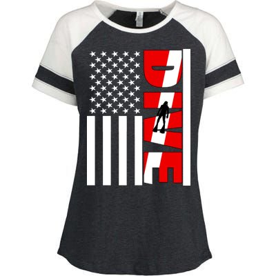 Diver American Flag Enza Ladies Jersey Colorblock Tee