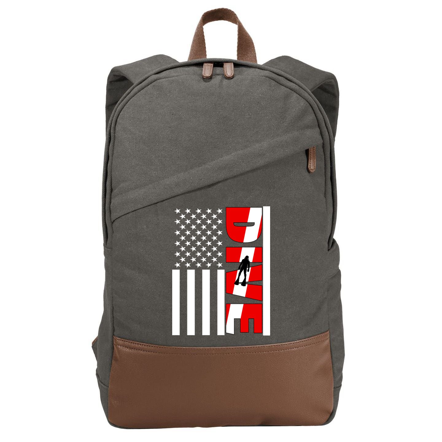 Diver American Flag Cotton Canvas Backpack