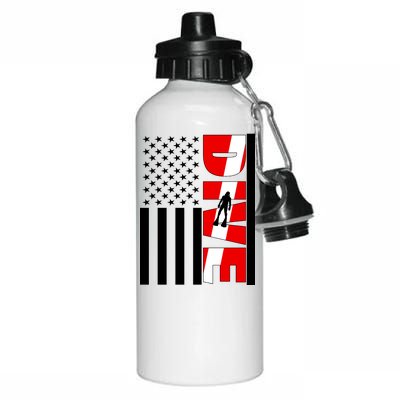 Diver American Flag Aluminum Water Bottle