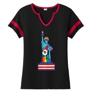 Diverse Statue Of Liberty Ladies Halftime Notch Neck Tee