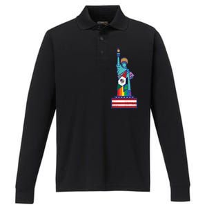 Diverse Statue Of Liberty Performance Long Sleeve Polo